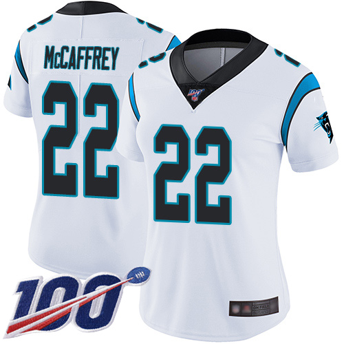 Carolina Panthers Limited White Women Christian McCaffrey Road Jersey NFL Football #22 100th Season Vapor Untouchable->carolina panthers->NFL Jersey